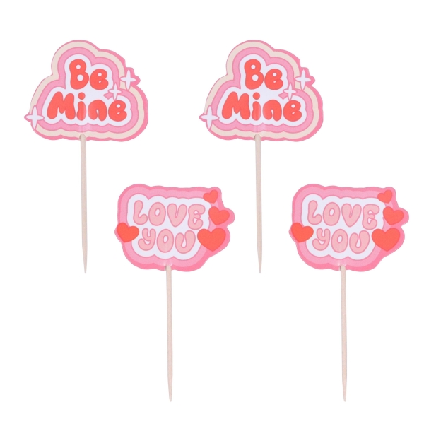 Cupcake Topper - Retro Valentine